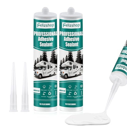 RV Sealant, RV Roof Sealant, Lap Sealant for RV Roofs, RV Caulking Sealant White, Waterproof RV Self-Leveling Lap Sealant,RV Silicone Sealant for Camper Motorhomes Trailers RV Roofing Repair(2 Pack) - style: 2 Pcs