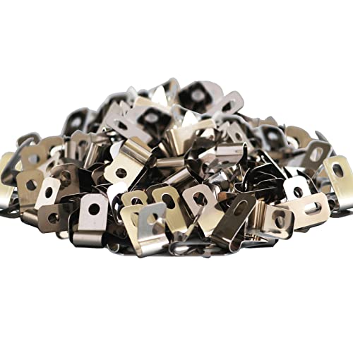 100 Pcs Fence Wire Clamps for 2-6 Gauge Wire Fencing, Stainless Steel Wire Clips Mount Welded Wire to Vinyl, Wood or Metal Fence - size: 100 Pcs Clamps (Pack of 1)