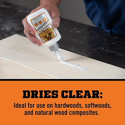 Gorilla Dries Clear Wood Glue, Water Resistant, 4 oz Bottle, 2-Pack - style: Clear