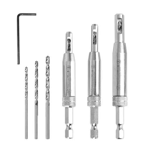Self Centering Hinge Drill Bit Set, VIX Bits, 3PCS HSS Hex Shank