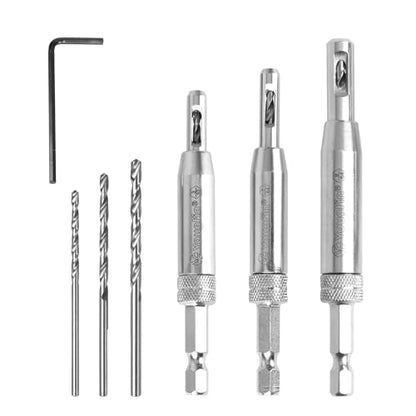 Self Centering Hinge Drill Bit Set, VIX Bits, 3PCS HSS Hex Shank