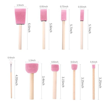 Foam Paint Brushes, 48 Pcs -10 Sizes, Paint Sponge, Premium Foam Brushes - color: Pink