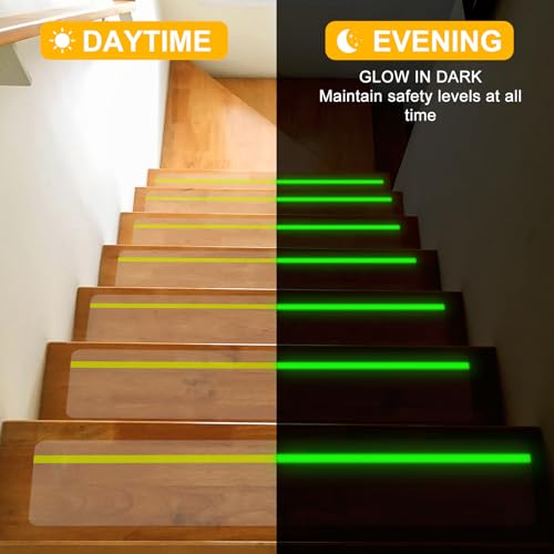 Qingluan Anti Slip Tape, Waterproof Self Adhesive Glow Green Transparent 4" x32.8Ft Grip Tape - color: Transparent Glow in The Dark Green, size: 4 Inch x 32.8ft