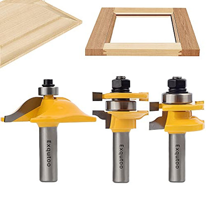 Exqutoo 3PCS 1/2" Shank Router Bit Set - style: 3Pcs 1/2" Shank (Tenon Joint Cutter Diameter: 1-5/8")