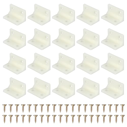 Generic 20pcs Plastic l Brackets 1.5"x0.9" (38.1x22.3mm) Large Square l Shape Bracket 90 Degree Right Angle Corner Brace with Screws for Shelves Wood Cabinet Chair Drawer Fence, Yellow