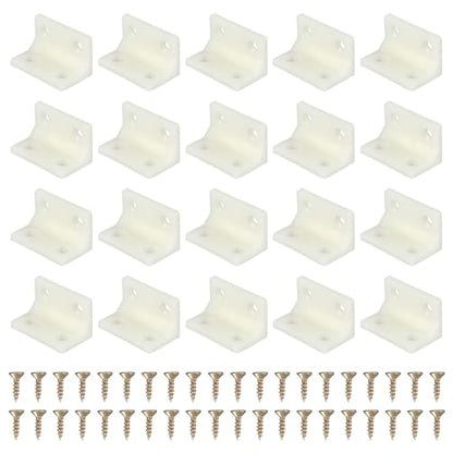 Generic 20pcs Plastic l Brackets 1.5"x0.9" (38.1x22.3mm) Large Square l Shape Bracket 90 Degree Right Angle Corner Brace with Screws for Shelves Wood Cabinet Chair Drawer Fence, Yellow
