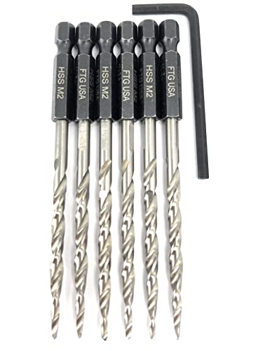 FTG USA 6 Pc #10(3/16") Replacement Tapered Countersink Drill Bit Hex Shank - size: #10, style: 6 Piece Same Size