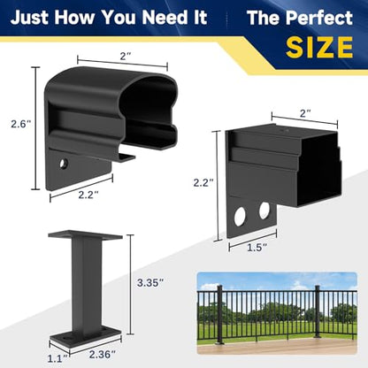 Egadis 4 Pack Aluminum Fixed Railing Bracket with Level Foot - color: The Brackets with Support Rod- Fixed