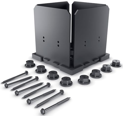 OZCO Ironwood Post Base Kit, 8in x 8in, 1 Kit with Hardware, Black - size: 8x8, style: Ironwood