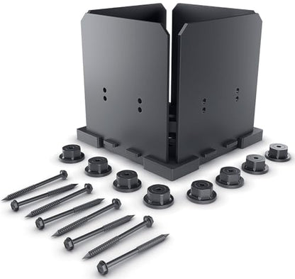 OZCO Ironwood Post Base Kit, 8in x 8in, 1 Kit with Hardware, Black - size: 8x8, style: Ironwood