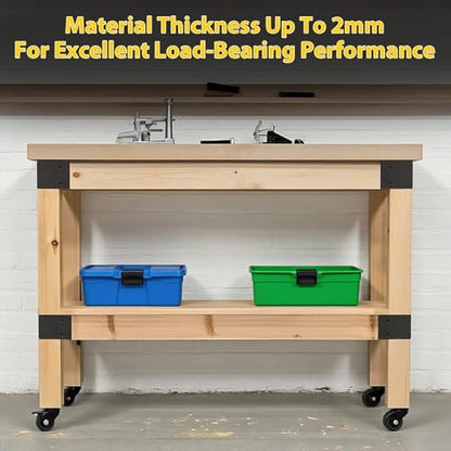 Workbench Bracket Kit, 8Pcs 3-Way Steel Brackets Fit 2x4 & 4x4 Wood