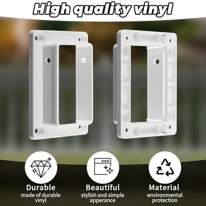 Sasylvia 8 Pcs 2" x 3.5" White Vinyl Fence Brackets, Slotted Handrail Bracket Kit with Screws for Deck Railing, Vinyl Fencing Panel to Post Connection, Mount to Wall Vertical Flat Surface