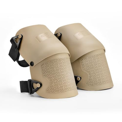 COOLJOB Heavy Duty Knee Pads with Anti-slip Strong Double Straps, Safety Work Knee Pads with Foam Padding for Men Women, Ideal for Gardening Construction Home Improvement, 1 Pair, Black/Beige - color: Beige