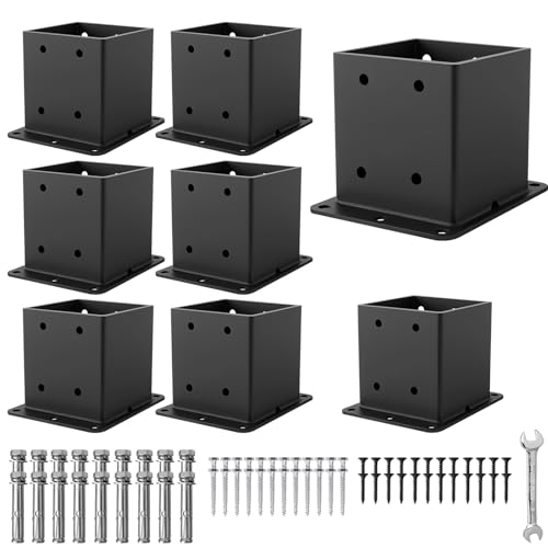 4x4 Post Base Brackets 8 Pcs Deck Post Base (Inner Size:3.6" x 3.6") - size: 4x4-8