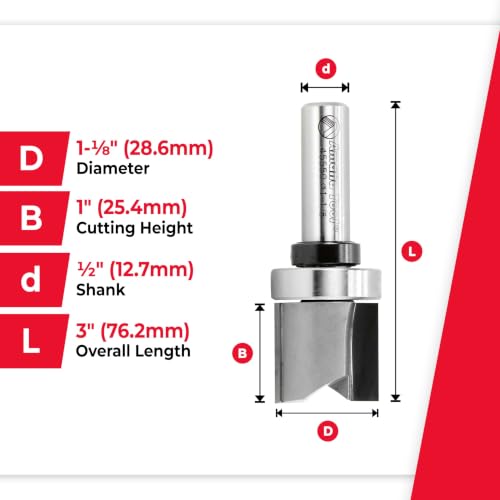 Amana Tool 45550 Carbide Tipped Flush Trim Plunge Template Router Bit 1-1/8 Dia x 1 Inch x 1/2 Shank with Upper Ball Bearing - size: 1-1/8 Dia x 1" 2 Sh