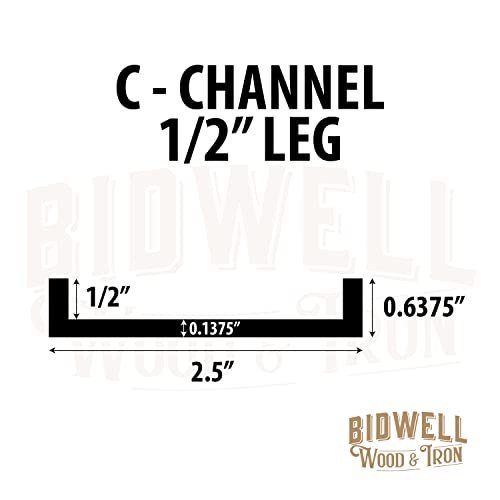 Bidwell Wood & Iron C-Channel Table Brace 2.0 – 30” Hidden Steel Support for Live Edge or Slab Wood Tops – Heavy-Duty 1/2” Leg Steel Tabletop Stabilizer – Single Piece - size: 30