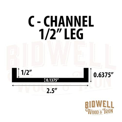 Bidwell Wood & Iron C-Channel Table Brace 2.0 – 30” Hidden Steel Support for Live Edge or Slab Wood Tops – Heavy-Duty 1/2” Leg Steel Tabletop Stabilizer – Single Piece - size: 30