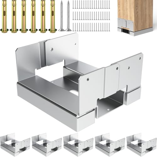 6 Pack 6x6 Post Base for Concrete, Post Anchor Base, Silver - size: 6 Pack Silver