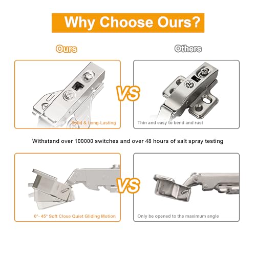20Pcs Soft Close Face Frame Cabinet Hinges 50% Faster Install - size: 10 Pairs