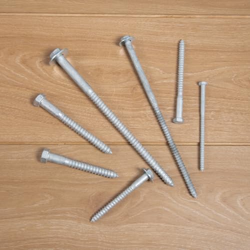 1/2" x 5" Lag Bolts (25 PCS) Lag Screws for Wood, Hot Dip Galvanized, Heavy Duty Hex Head with Washers - size: 1/2" x 5"