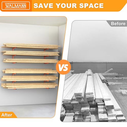 WALMANN Garage Wall Mounted Lumber Storage Rack, Overhead Lumber Rack - style: 2 Pairs