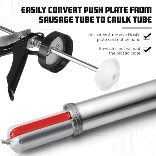 Lasnten 6 Pack Sausage Caulking Gun with 4 Cone Nozzles, Gray - color: Gray