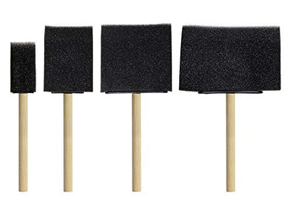 Tupalizy Assorted Sizes Sponge Brushes for Painting DIY Crafts Foam Paint Brush with Wooden Handles for Staining Stencils Art Project Decoupage Acrylics Varnishes Enamel Wood Smooth Surface(4PCS)