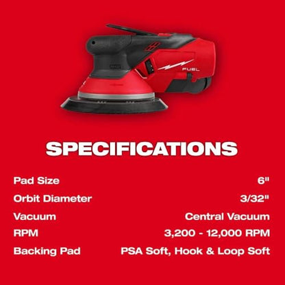 New 2584-20 Power Random Orbit Sanders for Milwaukee M12 FUEL 6" Random Orbital Sander 3/32" - Bare Tool