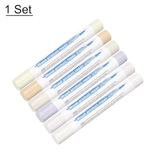 HARFINGTON Wood Filler Sticks 6 Colors Wooden Wax Touch Up Furniture Repair Crayons for Times Fabric, Wood, Titanium White, Light Taupe, White, Milk White - color: Creamy White Series