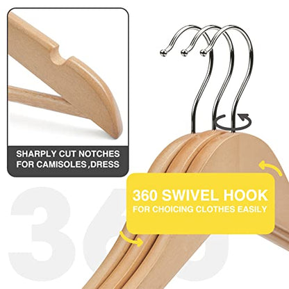 Wooden Hangers 30 Pack Clothes Hanger for Daily Used,Coat Hangers for Closet,Heavy Duty Wood Hanger for Suit, Shirts, Jackets, Dress, Pant （Light Natural） - color: Light Natural