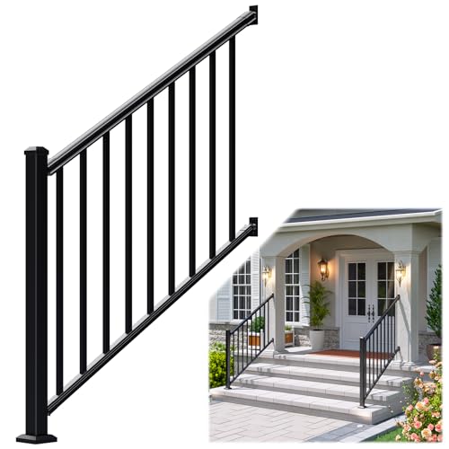 Egadis Modular Aluminum Stair Railing Kit, 42 in x 4 ft Black Step Railing - color: Stair 4ft - 1Pack