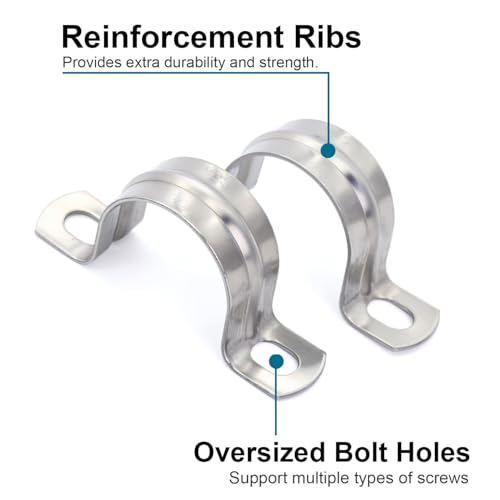 10 pcs 1-3/8" Conduit Clamp 304 SS Pipe Support U Bracket, Tube Clamp for Cable/Water Pipe, Heavy Duty Strap Clamps | OD 1-3/8" | 10 pcs - size: Ø 1-3/8"