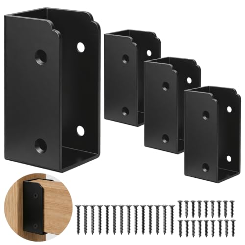4 Pcs Stainless Steel Deck Railing Bracket Connectors for 2x4 Wood Posts - size: 4 Pcs