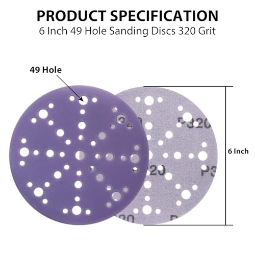 6 Inch Ceramic Sanding Discs 320 Grit, 49 Hole, 50 Pack - style: 320 Grit