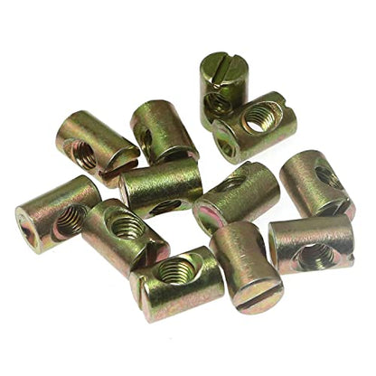 RLECS 12pcs M6 Pozidriv Slotted Barrel Nuts Cross Dowels Slotted Nuts Horizontal Hole Nut Hammer Embedded Nut for Furniture Beds Crib Chairs - M6 x 15mm (Pack of 2) - size: M6 x 15mm (Pack of 2)