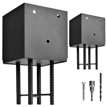 2 Pack 6x6 Metal Post Base Holder Bracket for Concrete Deck (Black) - size: 6IN, style: 2Pcs