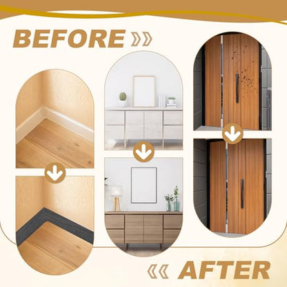 Wood Grain Repair Tape 4" x33', Self Adhesive Realistic Textured Repair Patch Peel and Stick Wood Tape with Scraper for Floor Door Window Furniture Table Red Cherry