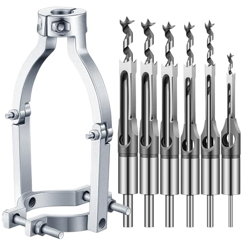 Gisafai 6 Pc Square Hole Drill Bit Set for Wood Mortising Attachment Drill Press Hollow Chisel Mortise Drill Tool (1/4, 5/16, 3/8, 1/2, 9/16, 5/8'') - size: 1/4, 5/16, 3/8, 1/2, 9/16, 5/8"