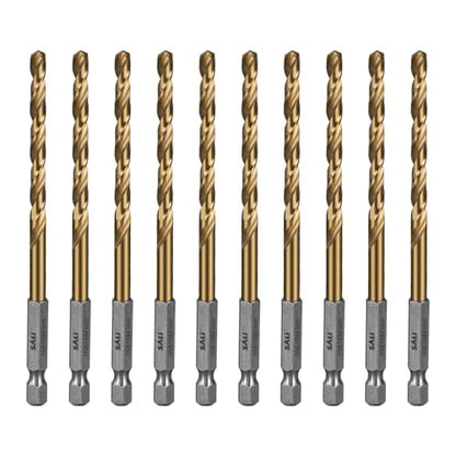 SALI Cobalt Drill Bit Set,10 Pack 13/64 Inch High Speed Steel Hex Shank Jobber Drill Bits, for Hardwood, Aluminum,Metal,Copper,Alloyed Steel - size: 13/64"