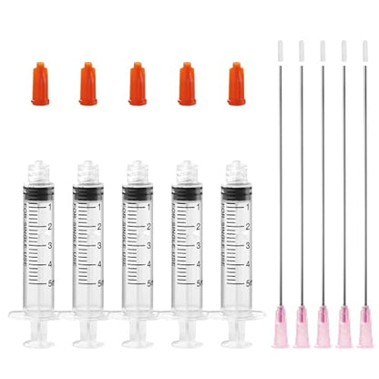 5ml Glue Applicator Syringes with 18G 4 Inch Blunt Tip Long Needles and Cap - size: 5ml