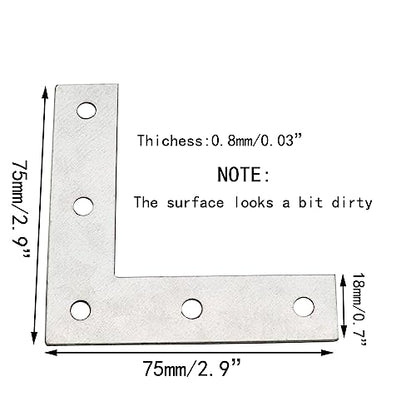 20Pcs Flat Corner Brace 3 Inch, L Shaped Flat Mending Plate, Hot Dip Galvanized Metal Repair Joining Plates for Wooden Furniture Joining Bracket Support Braces - size: 3 Inch