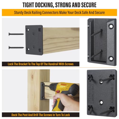 40pcs ADC-12 Aluminum Deck Railing Bracket, Deck Railing Connectors for 2"x4" (Actually 1.5"x3.5") Wooden Deck Railing Post to Handrail Connection (Black)