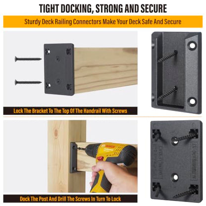 40pcs ADC-12 Aluminum Deck Railing Bracket, Deck Railing Connectors for 2"x4" (Actually 1.5"x3.5") Wooden Deck Railing Post to Handrail Connection (Black)