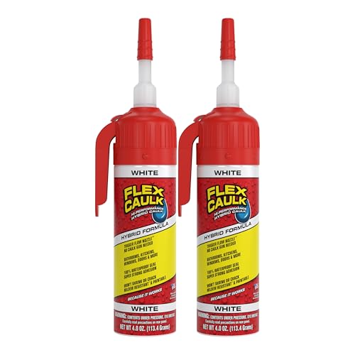 Flex Caulk Hybrid Polymer Waterproof Sealant, White, 4 oz, 2-Pack - style: Hybrid, White, 4 oz, 2-Pack