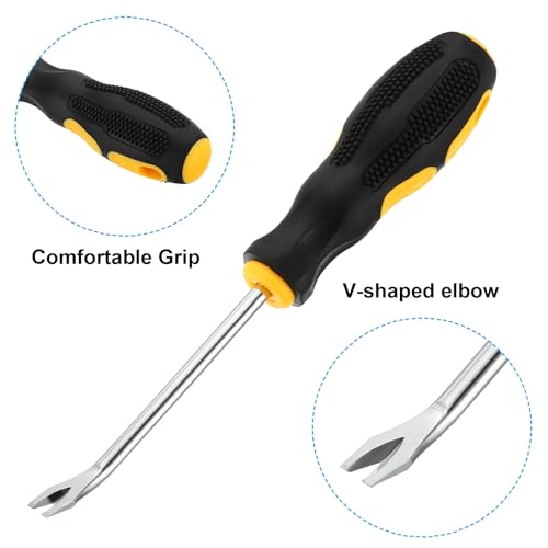 Upholstery Staple Remover, 4" V Curved Construction Staple Puller Staple Nail Tack Tool for Furniture Wooden Floor Photo Frame, Yellow