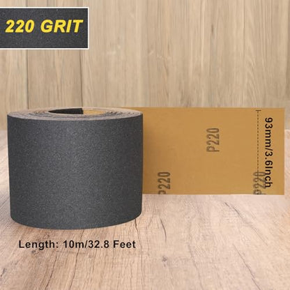 Sandpaper Roll 220 Grit, Wet Dry Sand Paper 3-2/3" Wide 11 Yard - style: 220 Grit