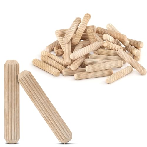 Wood & Wooden Dowel Pins 5/16" x1 1/2" (8mmx40mm) - Fluted Grooved Hardwood Pegs for Woodworking, Craft Projects - 100 Pack by PXBBZDQ - size: 5/16" x1 1/2"
