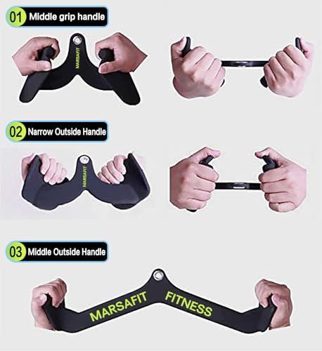 MARSAFIT Home Gym Fitness Rowing T-bar V-bar Pulley Cable Machine Attachment, Bicep Curl Tricep LAT pulldown Bar Back Strength Training Handle Grips LAT Pull Down Bar for Seat Row Workout - style: BTBAR 1909