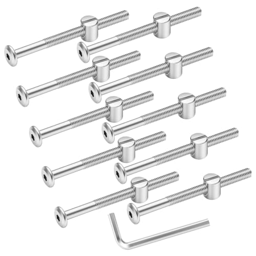 M6 x 75mm Flat Head Socket Head Screw Furniture Bolts and Barrel Nuts, with Allen Wrench Perfect for Furniture, 10 Sets - color: Silver, size: M6 x 75mm