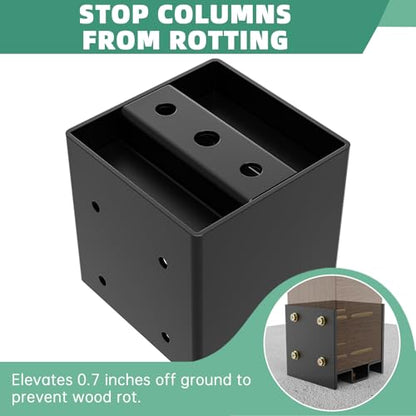 4x4 Post Base, Concealed Fastener Concrete Post Anchor,Elevated Post Base - size: 3.5inch2PCS